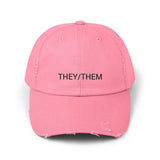 THEY/THEM Distressed Cap in 6 colors