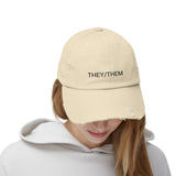 THEY/THEM Distressed Cap in 6 colors