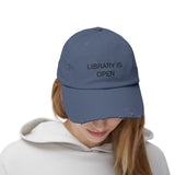 LIBRARY IS OPEN Distressed Cap in 6 colors