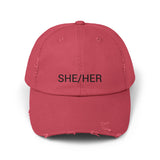 SHE/HER Distressed Cap in 6 colors