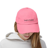 THEY/THEM Distressed Cap in 6 colors