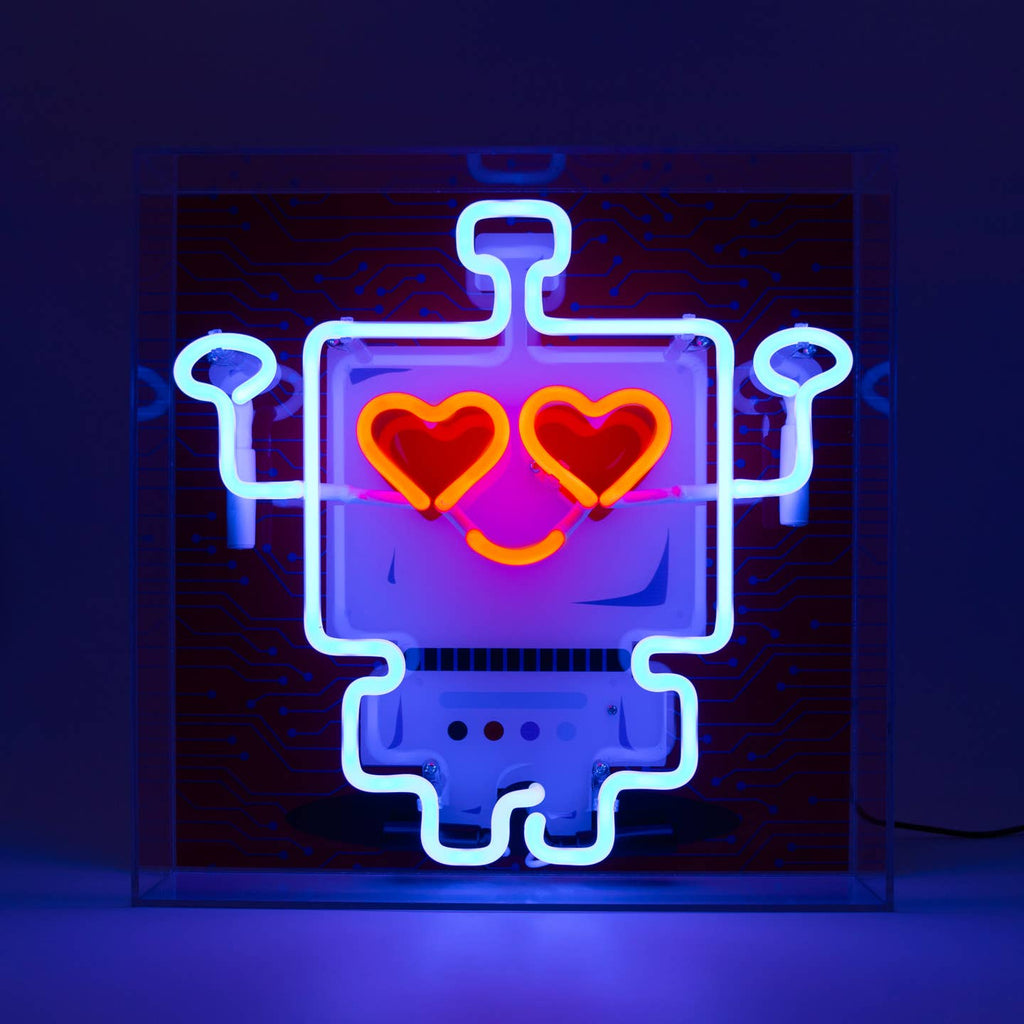 Robot Large Glass Neon Box Sign