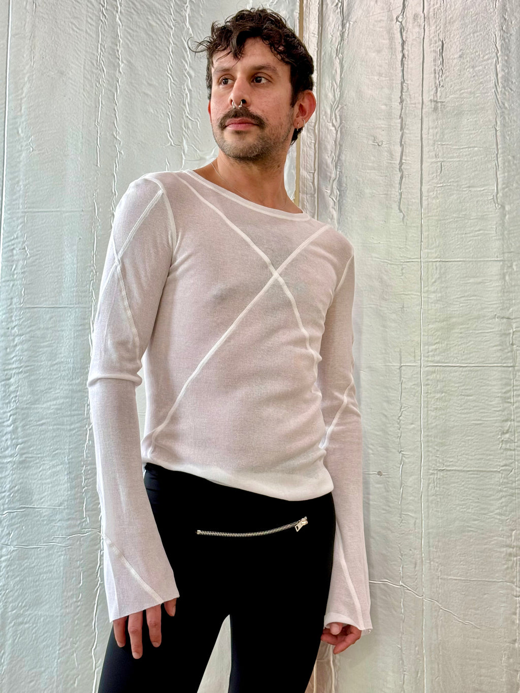 Jordanluca BLUES LONGSLEEVE TOP WHITE