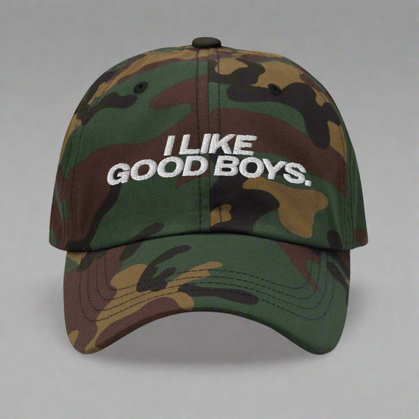 I Like Good Boys Dad Hat by YES HOMO in Green Camo