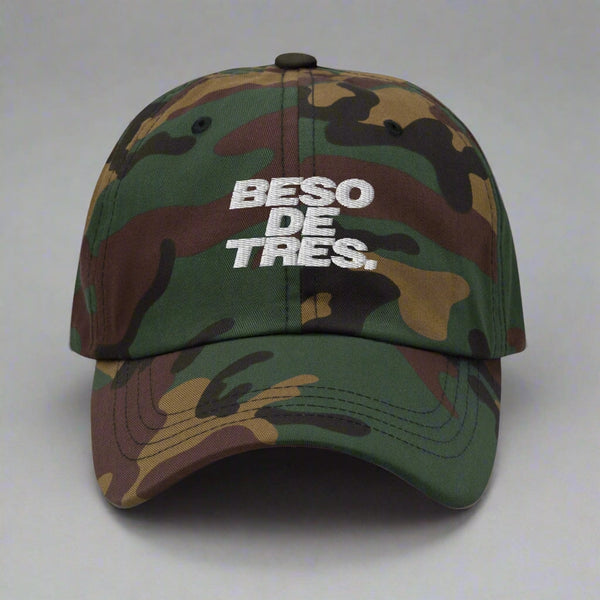 Beso De Tres Dad Hat in Green Camo