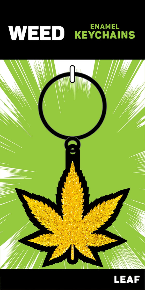 Gold Glitter Leaf Keychain