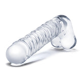 Gläs 8" Realistic Ribbed Glass Dildo with Balls