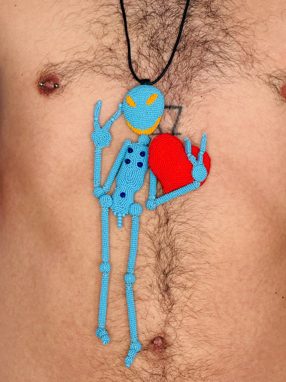 Walter Van Beirendonck Peace Alien Necklace in Blue