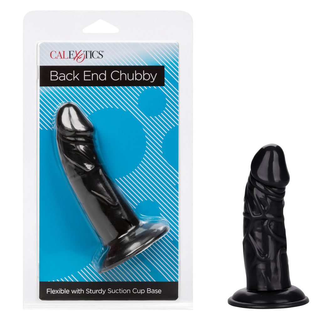 Anal Toys Back End Chubby Suction Cup Base Dildo - Black
