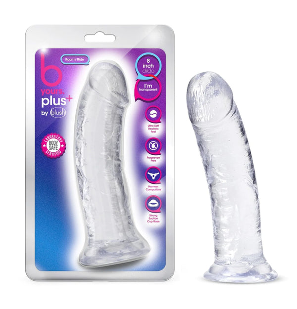 B Yours Plus Roar N’ Ride Realistic Clear 8-Inch Long Dildo