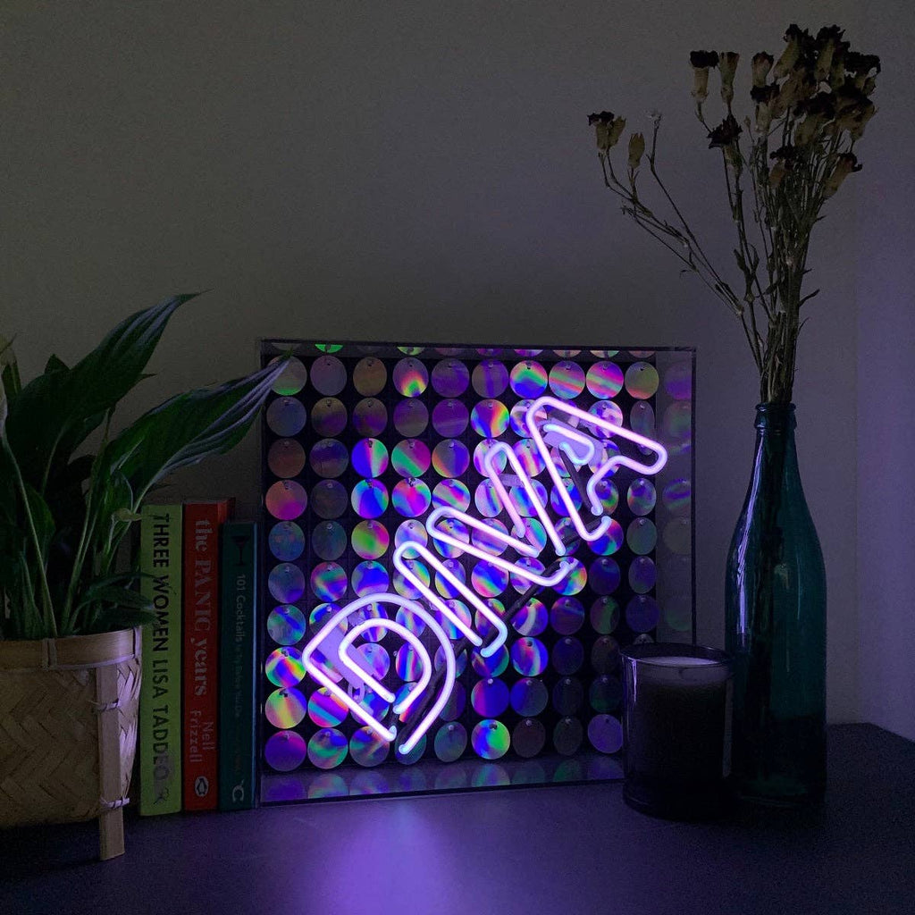 'diva' Acrylic Box Neon Light with Sequins
