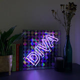 'diva' Acrylic Box Neon Light with Sequins