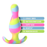 Avant Kaleido Lime Artisan 3 Inch Tapered Stayput Butt Plug with Pleasure Curves