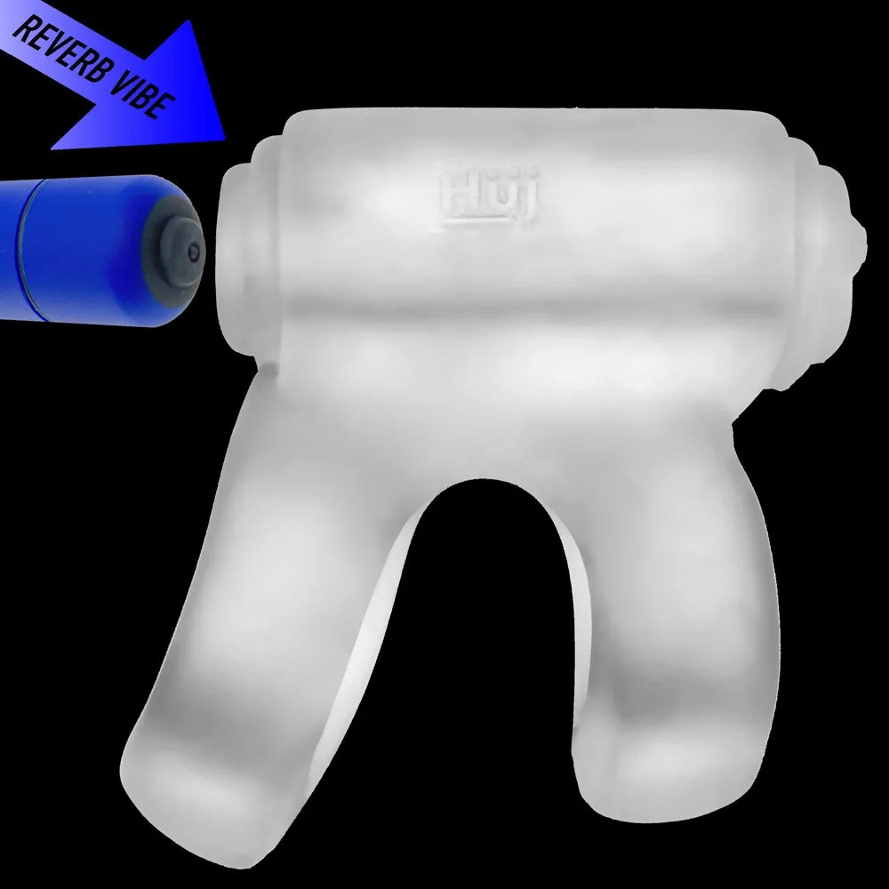 Hunkyjunk Revhammer Reverb Shaft Vibrating Cock Ring - Clear Ice