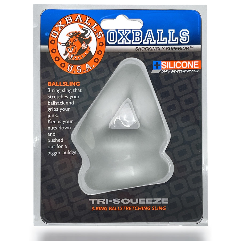 Oxballs Tri-Squeeze Silicone 3-Ring Ball Stretching Sling - Clear Ice