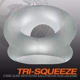 Oxballs Tri-Squeeze Silicone 3-Ring Ball Stretching Sling - Clear Ice