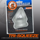 Oxballs Tri-Squeeze Silicone 3-Ring Ball Stretching Sling - Clear Ice