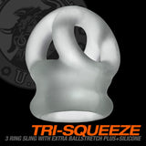 Oxballs Tri-Squeeze Silicone 3-Ring Ball Stretching Sling - Clear Ice
