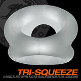 Oxballs Tri-Squeeze Silicone 3-Ring Ball Stretching Sling - Clear Ice