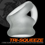 Oxballs Tri-Squeeze Silicone 3-Ring Ball Stretching Sling - Clear Ice