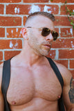 TOM OF FINLAND SUNGLASSES GOLD WITH BLACK LENSES