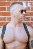 TOM OF FINLAND SUNGLASSES GOLD WITH BLACK LENSES