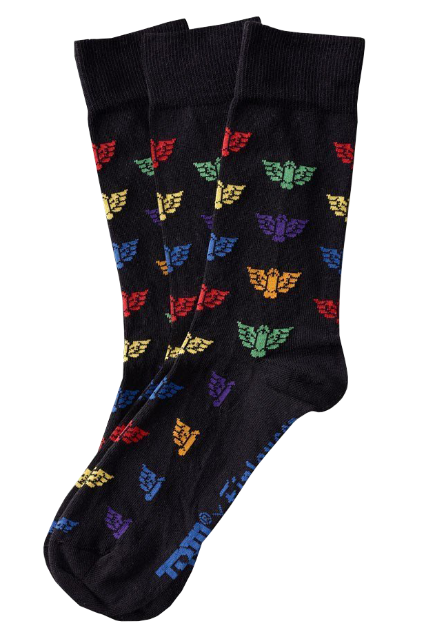 TOM OF FINLAND FLYING COCK RAINBOW SOCKS BY FINLAYSON
