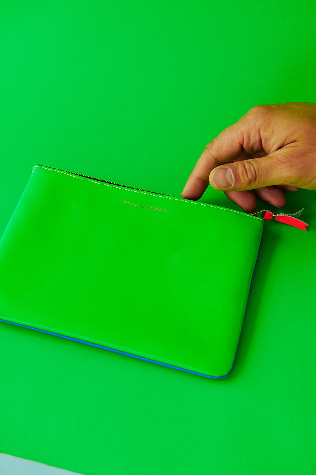COMME DES GARÇONS SUPER FLUO GREEN / BLUE ZIP POUCH WALLET