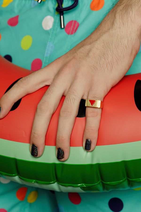 Red Triangle Ring Gold by Jonathan Johnson