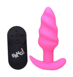 BANG Remote Control 21X Vibrating Silicone Swirl Butt Plug - Pink