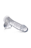 UNCUT Jock C-Thru SLIM Dildo w. Balls - 9 Inch