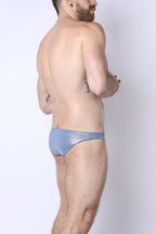 2-IN-1 MAUI SIDE TIE REVERSIBLE LOW RISE SWIM BRIEF - WHITE / METALLIC