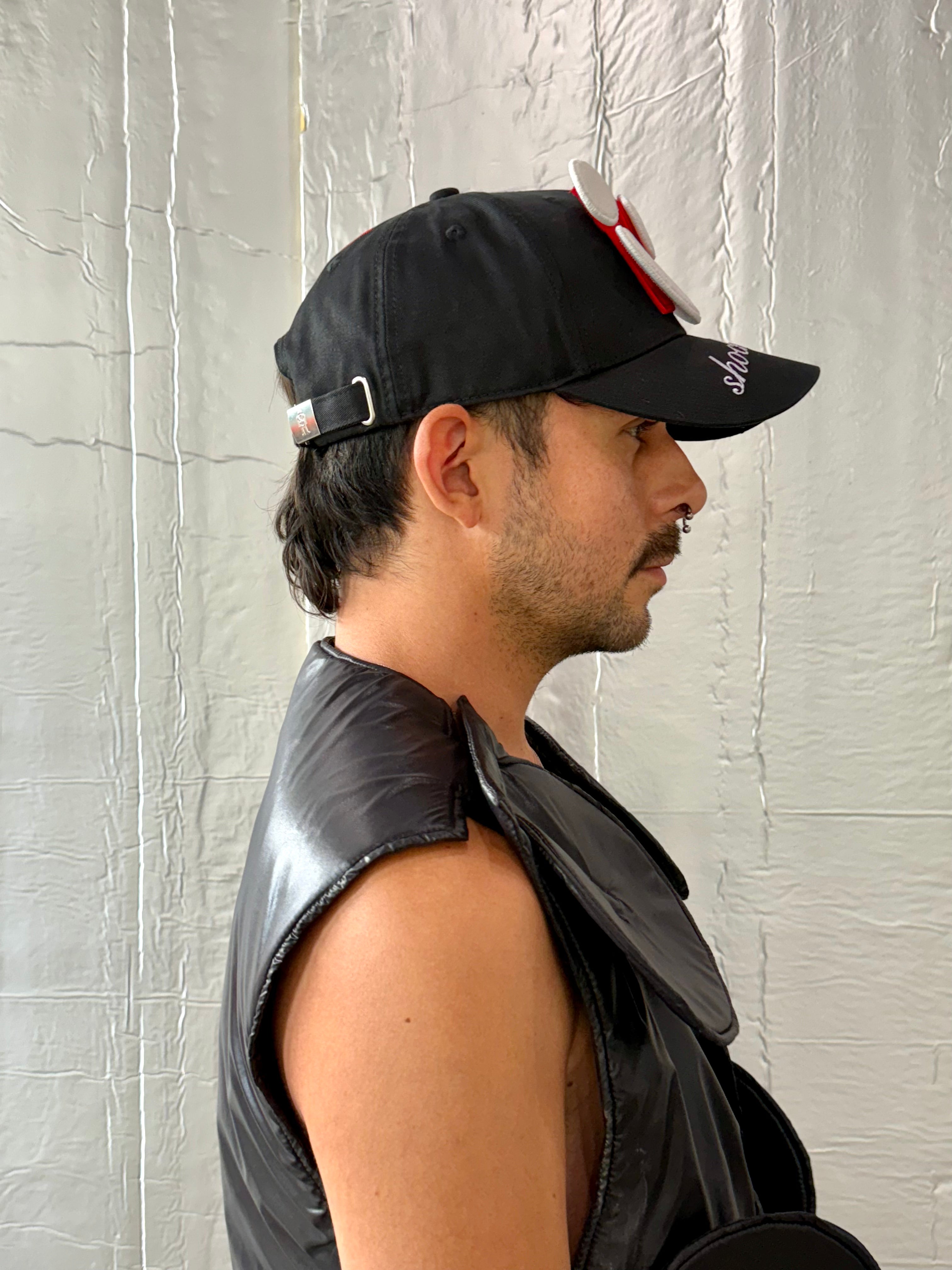 Smiley Cap in Black by Walter van Beirendonck