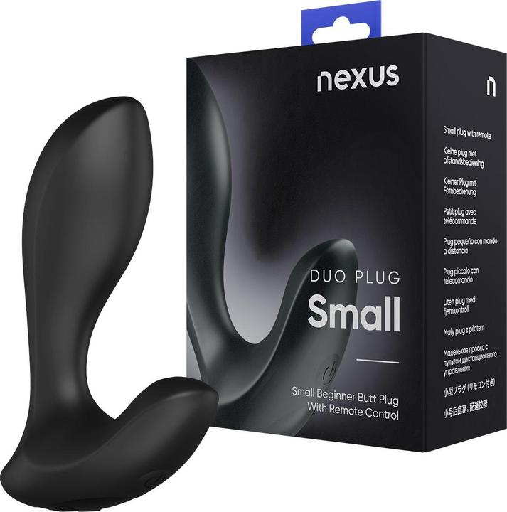 Nexus Duo Rechargeable Silicone Beginner Butt Plug with Remote Control - Small - Black
