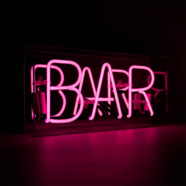 'bar' Glass Neon Sign - Green or pink