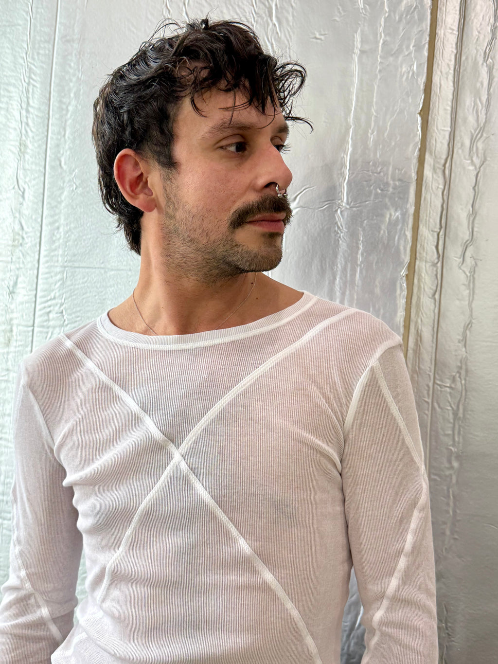 Jordanluca BLUES LONGSLEEVE TOP WHITE