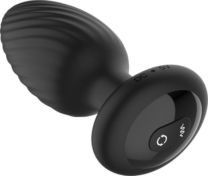 Nexus Tornado Rechargeable Silicone Rotating Butt Plug with Remote Control - Medium - Black