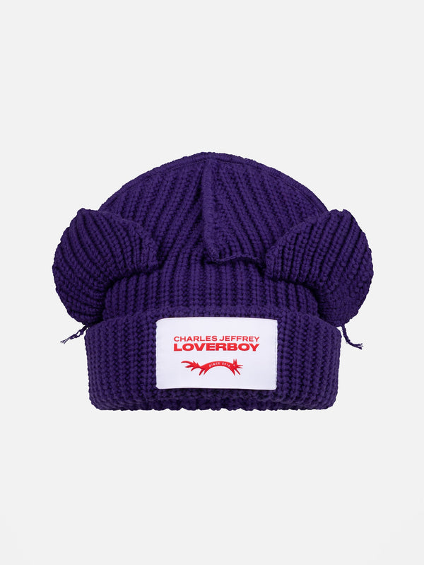 LOVERBOY BY CHARLES JEFFREY CHUNKY EARS BEANIE in PURPLE