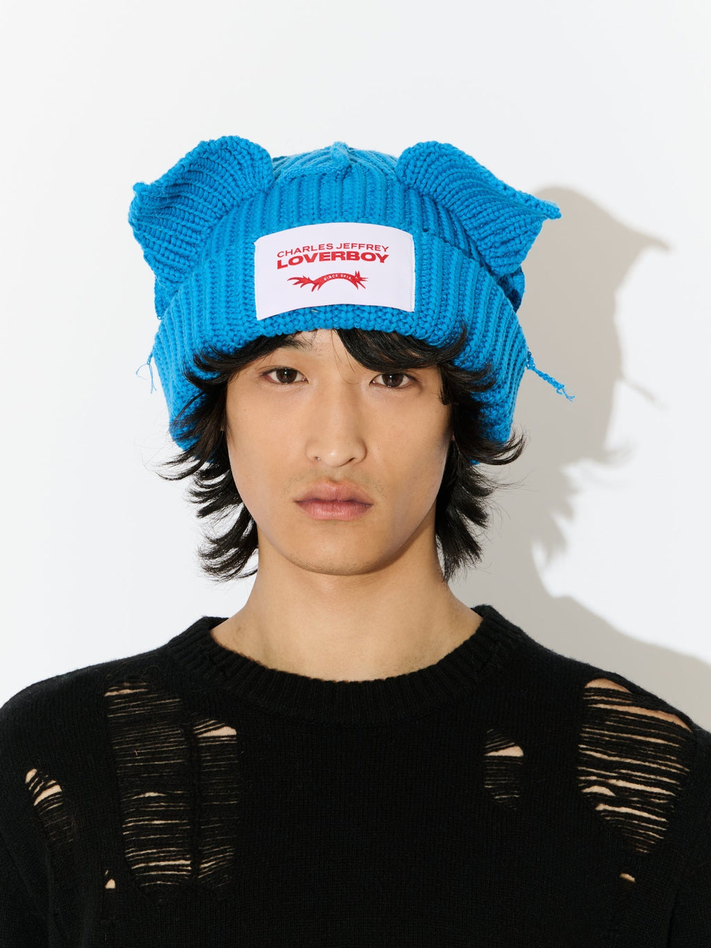 LOVERBOY BY CHARLES JEFFREY CHUNKY EARS BEANIE in LIGHT BLUE