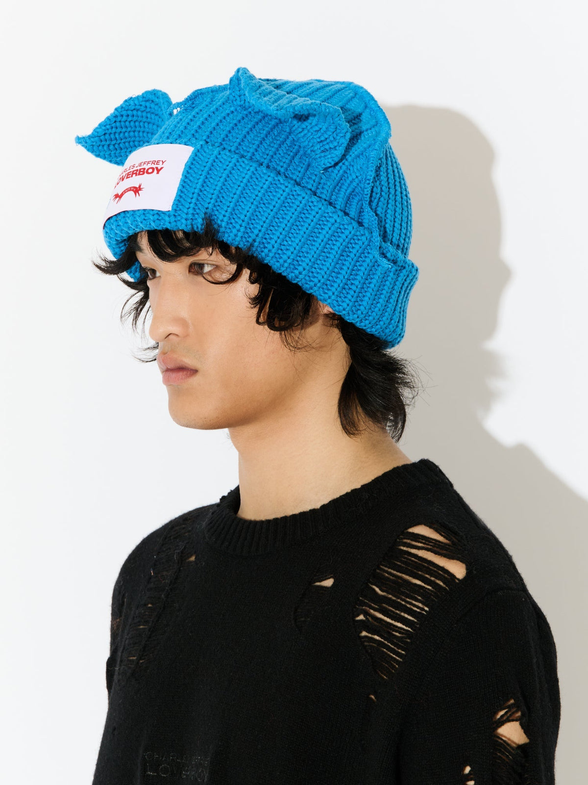LOVERBOY BY CHARLES JEFFREY CHUNKY EARS BEANIE in LIGHT BLUE