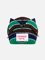 LOVERBOY BY CHARLES JEFFREY CHUNKY EARS BEANIE in GREEN NAVY BROWN