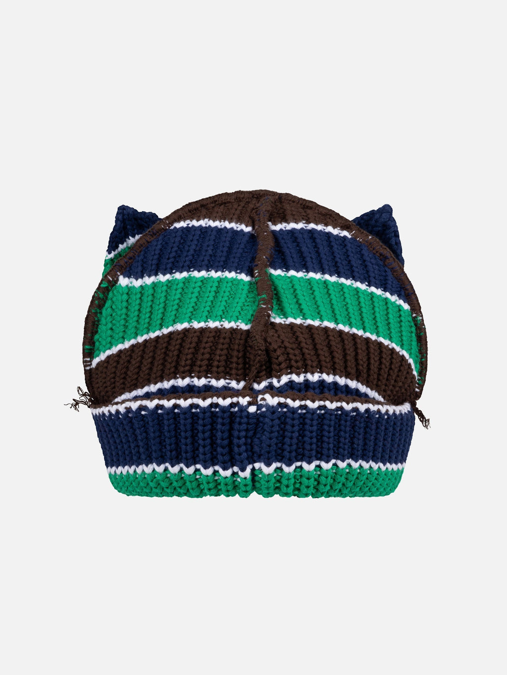 LOVERBOY BY CHARLES JEFFREY CHUNKY EARS BEANIE in GREEN NAVY BROWN