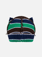 LOVERBOY BY CHARLES JEFFREY CHUNKY EARS BEANIE in GREEN NAVY BROWN