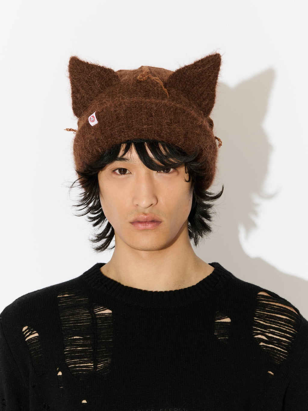LOVERBOY BY CHARLES JEFFREY ALPACA CHUNKY EARS BEANIE in BROWN