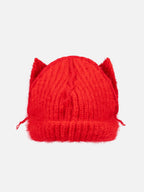 LOVERBOY BY CHARLES JEFFREY MOHAIR CHUNKY EARS BEANIE in RED