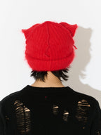 LOVERBOY BY CHARLES JEFFREY MOHAIR CHUNKY EARS BEANIE in RED