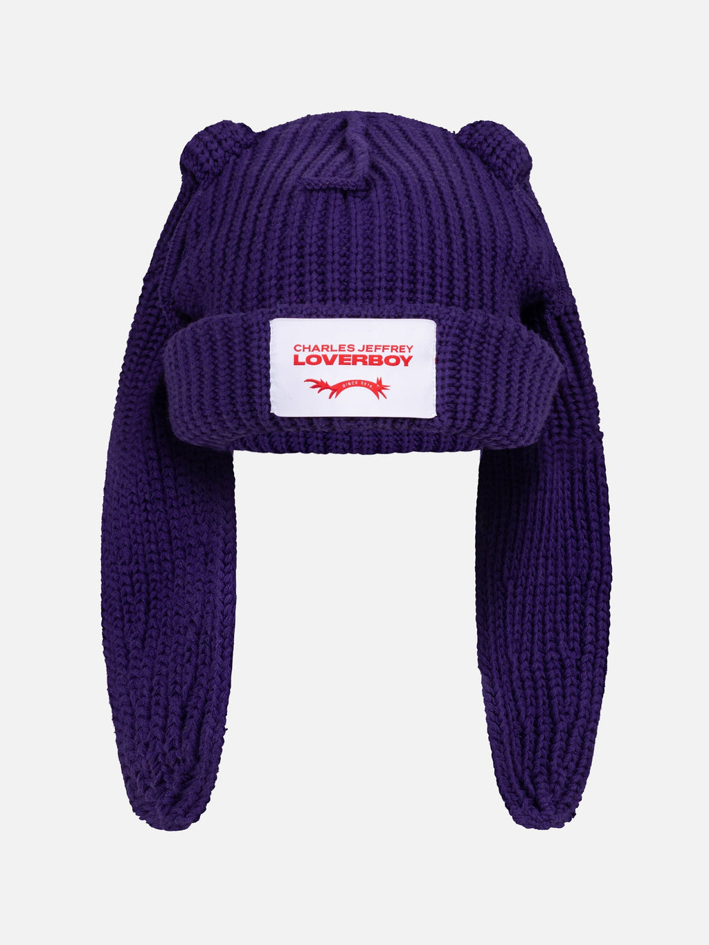 LOVERBOY BY CHARLES JEFFREY CHUNKY RABBIT BEANIE in Purple