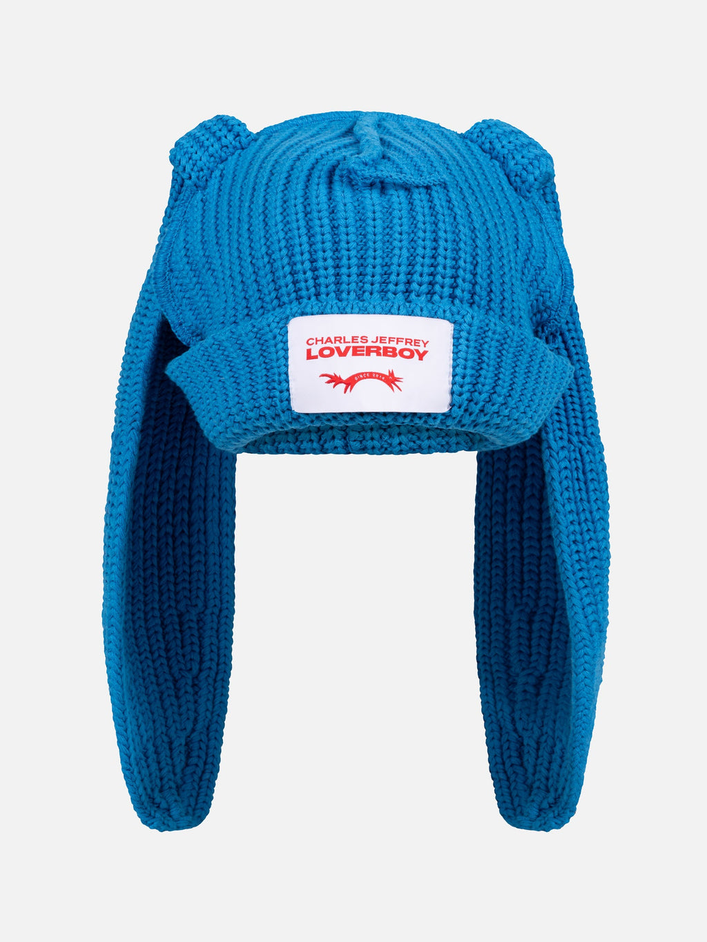 LOVERBOY BY CHARLES JEFFREY CHUNKY RABBIT BEANIE in LIGHT BLUE