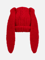 LOVERBOY BY CHARLES JEFFREY MOHAIR CHUNKY RABBIT BEANIE in RED