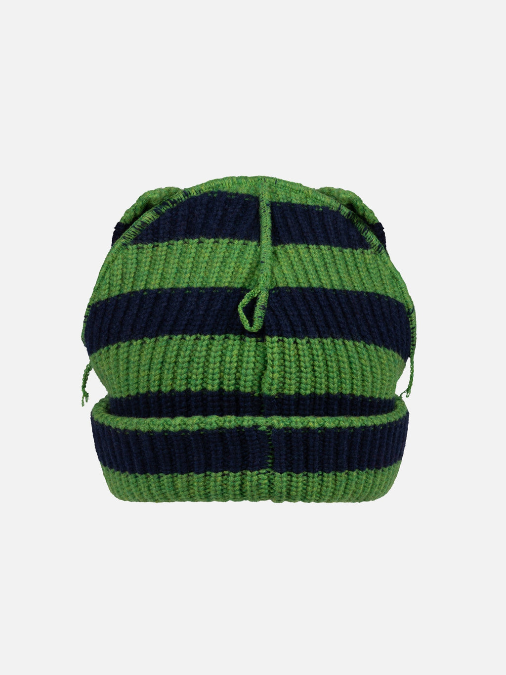 LOVERBOY BY CHARLES JEFFREY SUPERSIZED CHUNKY EARS BEANIE in GREEN NAVY